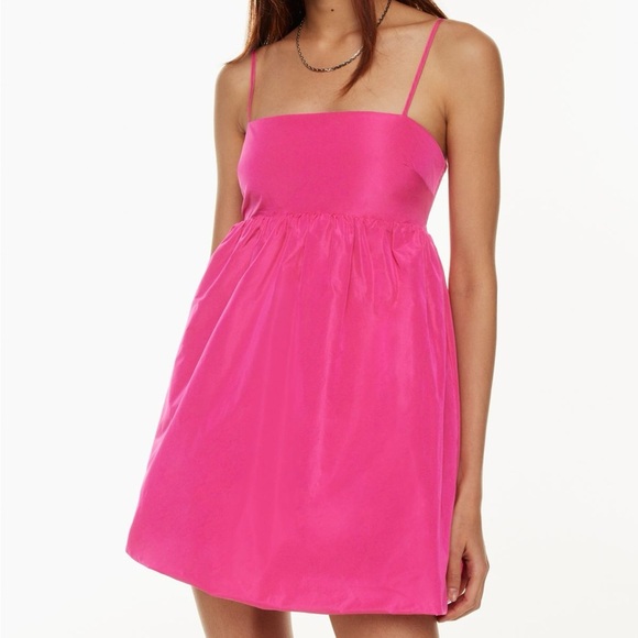 Aritzia Sunday Best Elio Babydoll Mini Dress Pink Persian Rose Size Small - Picture 1 of 10